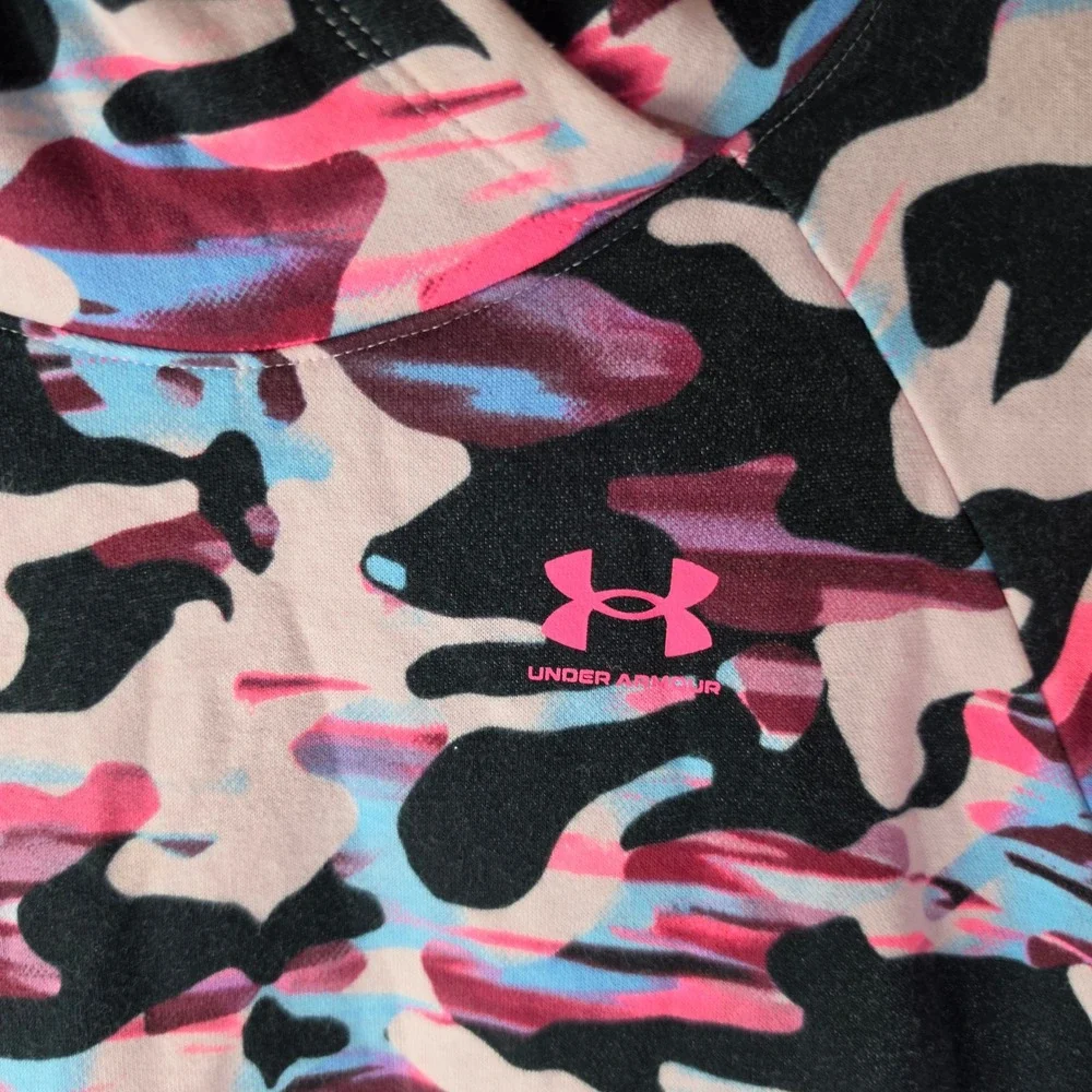 Under Armour Girls Hoodie YLG Youth Large Pink Camo Fleece Pullover Sweatshirt